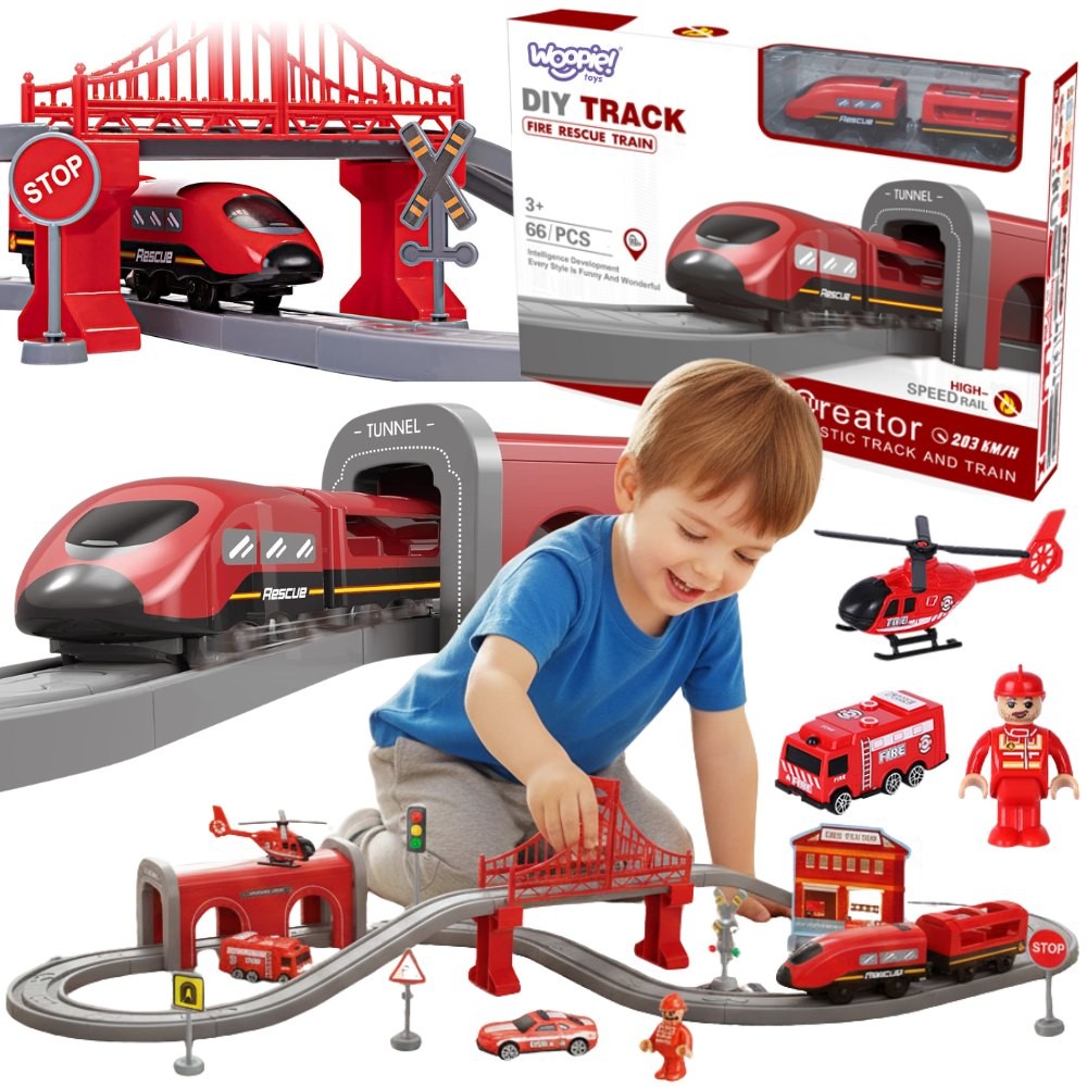 WOOPIE Pendolino Electric Train Set Fire Department 66pcs.