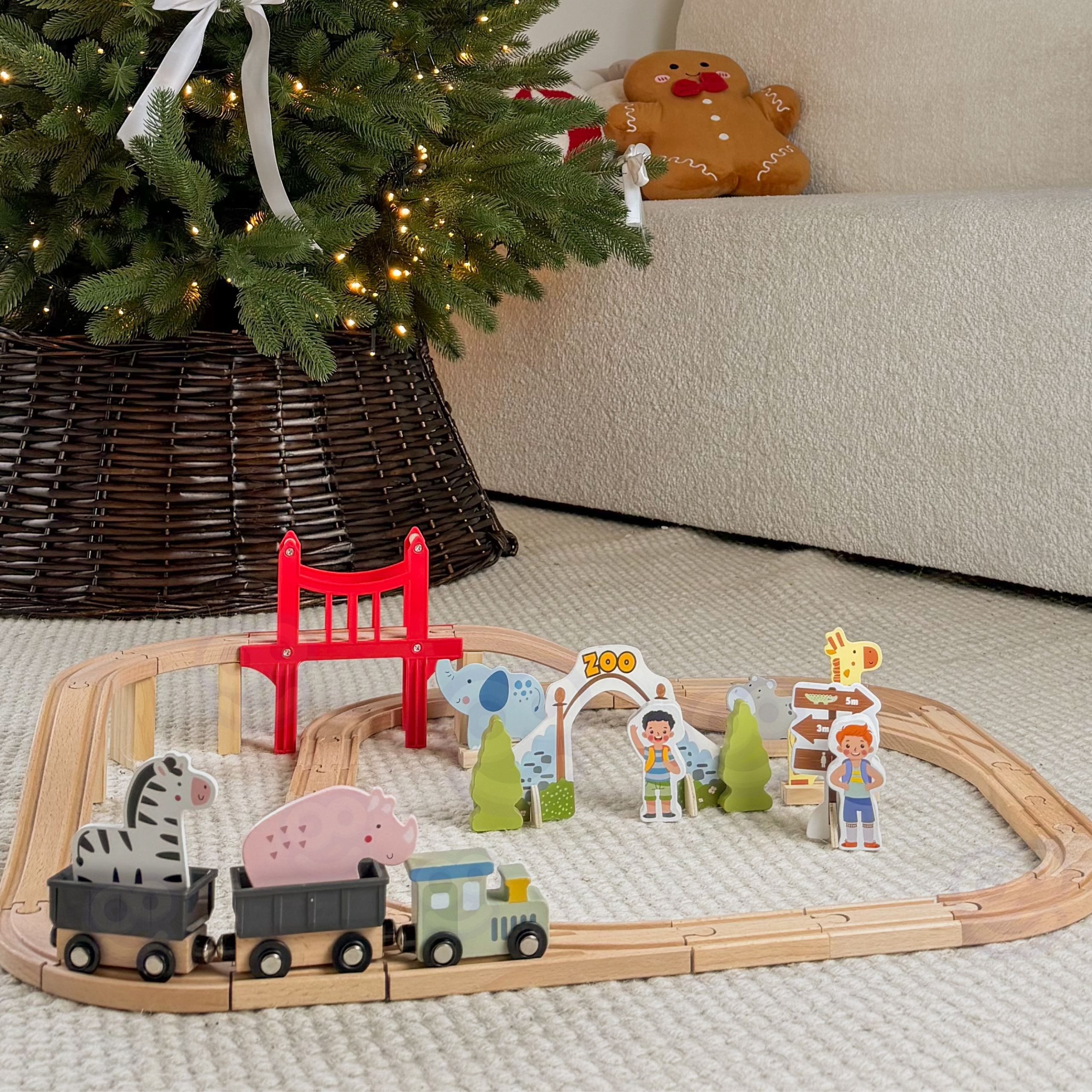 WOOPIE GREEN Wooden Zoo Train Set XL Magnetic Train Track 60 pcs FSC - Slika 2