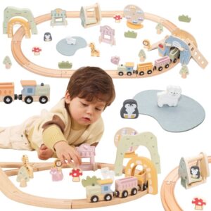 VIGA Wooden Train for Children Track 62 pieces