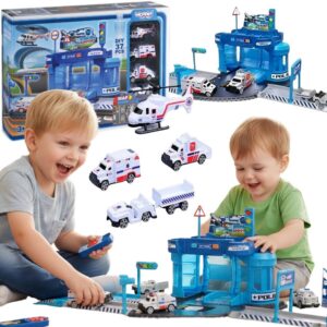 WOOPIE Theme Set: Airport Police Station with Cars and Helicopter, 37 pcs.
