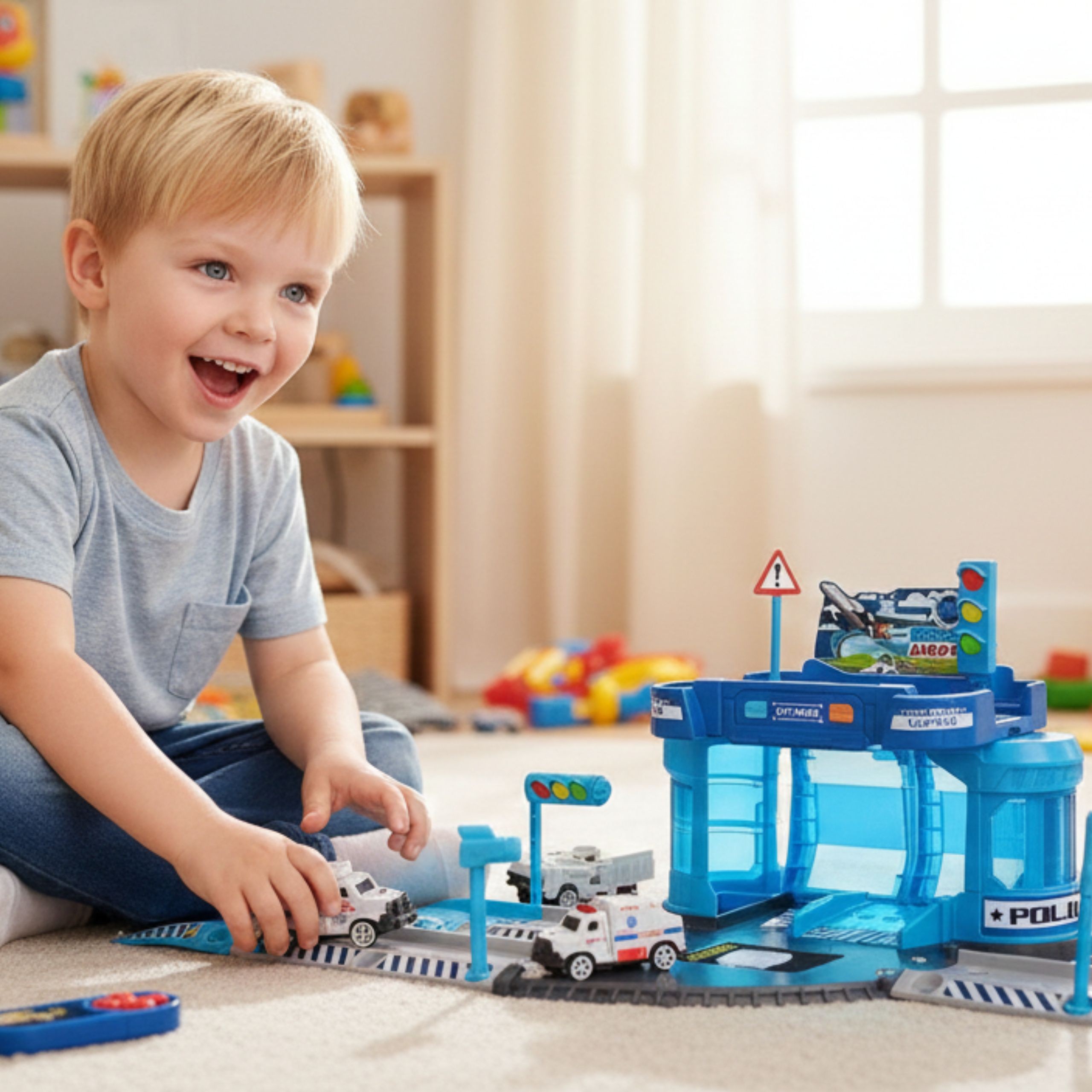 WOOPIE Theme Set: Airport Police Station with Cars and Helicopter, 37 pcs. - Slika 2
