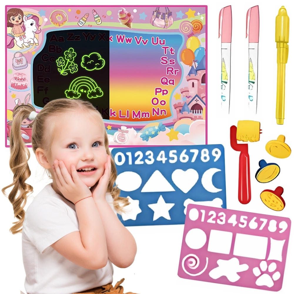 WOOPIE Water Painting Mat 2 in 1 XXL 100x70cm Glows in the Dark