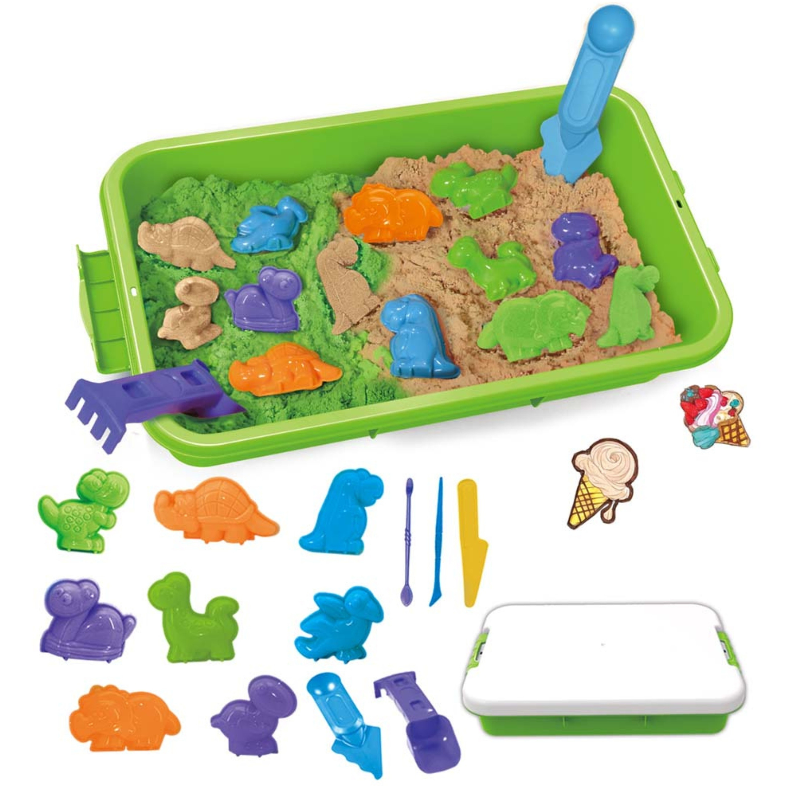 WOOPIE Kinetic Sand 1.5 kg XXL Set ZOO Safari Table with Molds - Slika 2