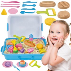 WOOPIE Kinetic Sand 6 Colors 1.2 kg Restaurant Table Set with Molds