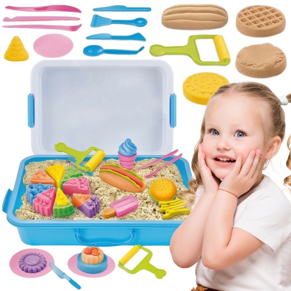 WOOPIE Kinetic Sand 6 Colors 1.2 kg Restaurant Table Set with Molds