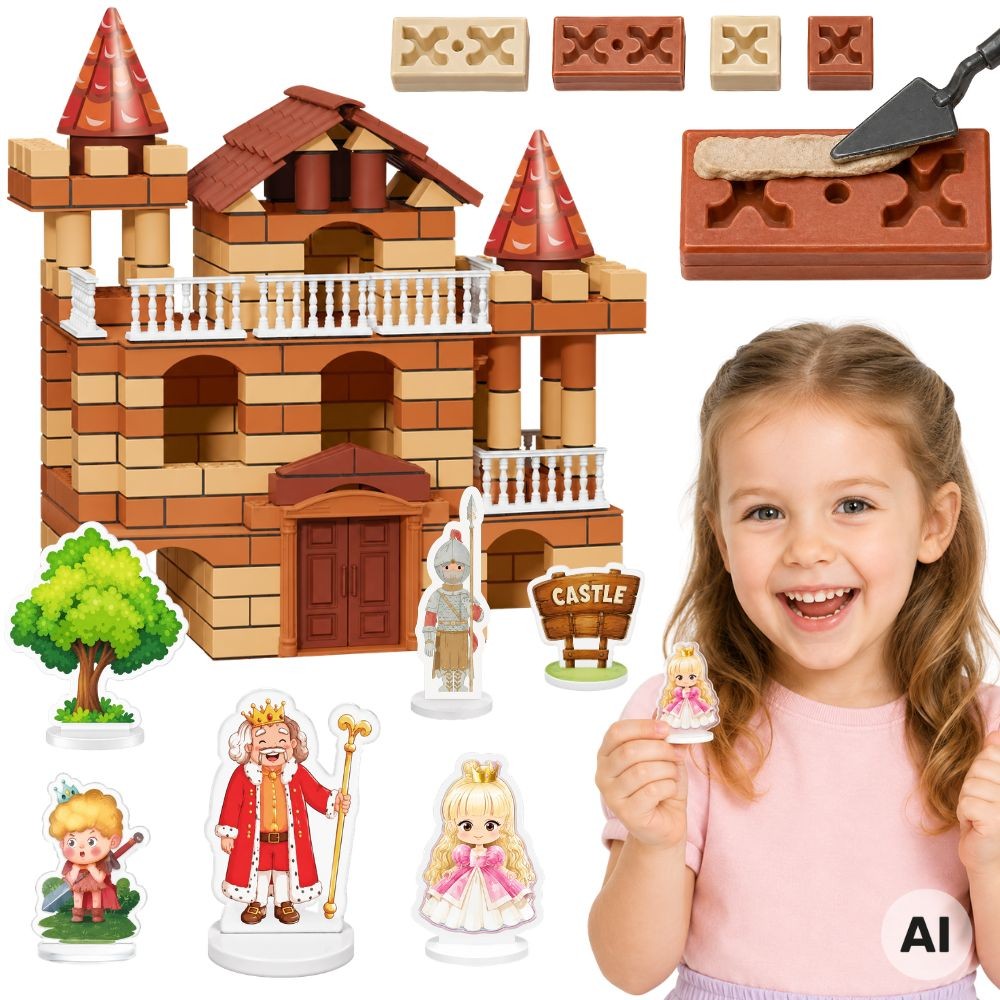 3-in-1 Brick Castle 307 Pieces Figures DIY Construction Set for Kids