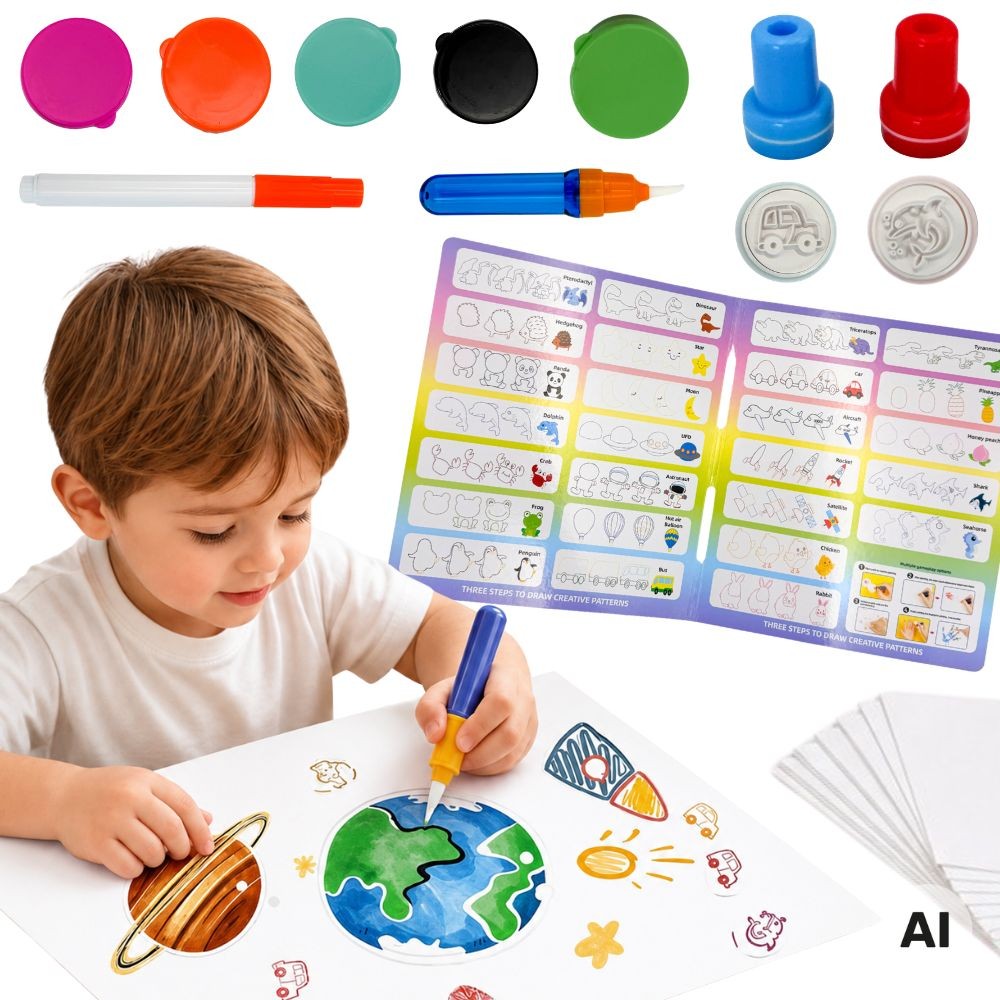 WOOPIE Magic Brush Creative Set for Drawing Stamps Kids 3+