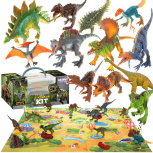 WOOPIE Large Set of Dinosaurs XXL Figures + Mat “Prehistoric World”