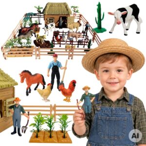 WOOPIE Large Farm with Animals 63 pcs. Farmers’ Farm Figures Stable for Children