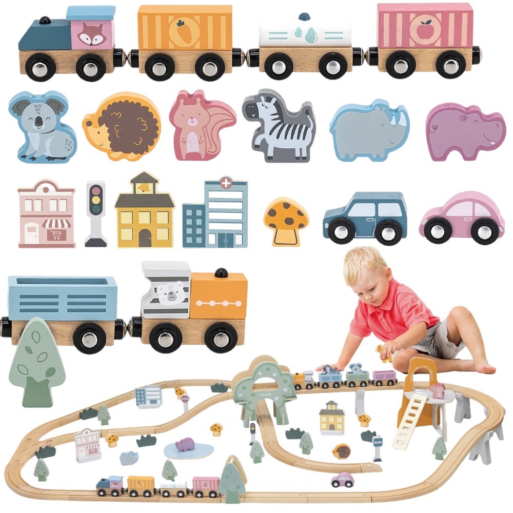 VIGA PolarB Wooden children's train track 90 pieces