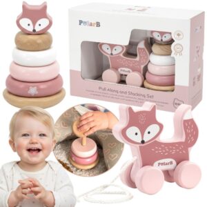 VIGA PolarB Set Fox Wooden Pyramid + Fox for Pulling