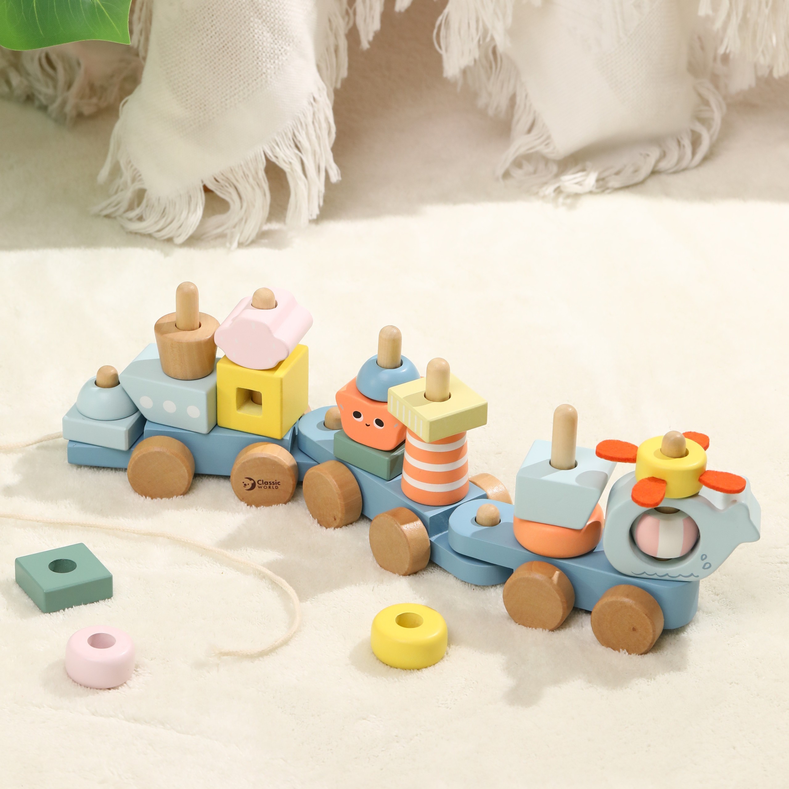 CLASSIC WORLD Wooden Train with Blocks to Pull Ocean 28pcs - Slika 2