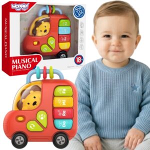 WOOPIE BABY Interactive Piano Bus Lion Musical Organ Sounds Lights 18m