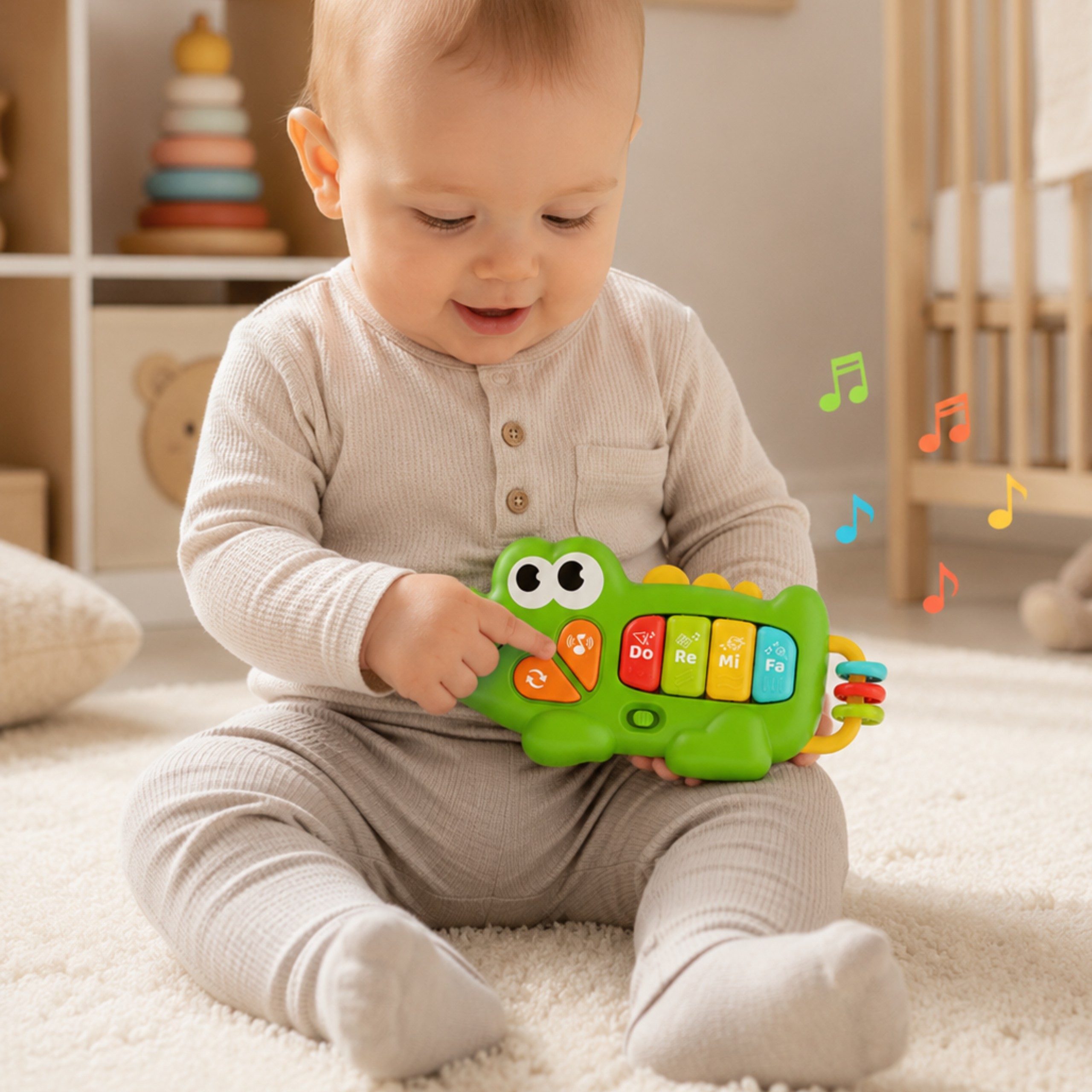 WOOPIE BABY Interactive Piano Crocodile Organ Musical Sounds Light 18m+ - Slika 2