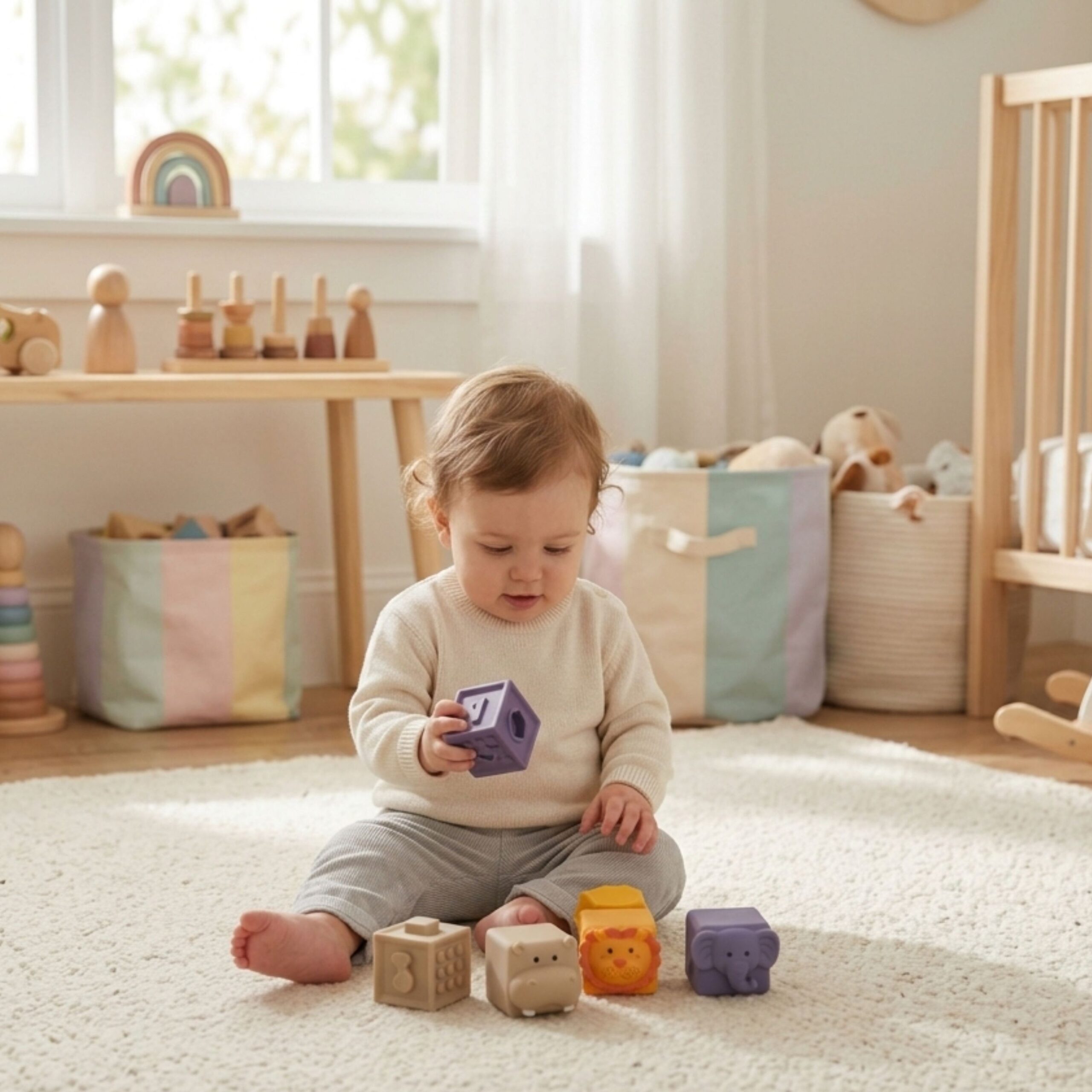 WOOPIE BABY Sensory Blocks Squeeze Puzzle Sound Learning Counting 12 pcs. - Slika 2