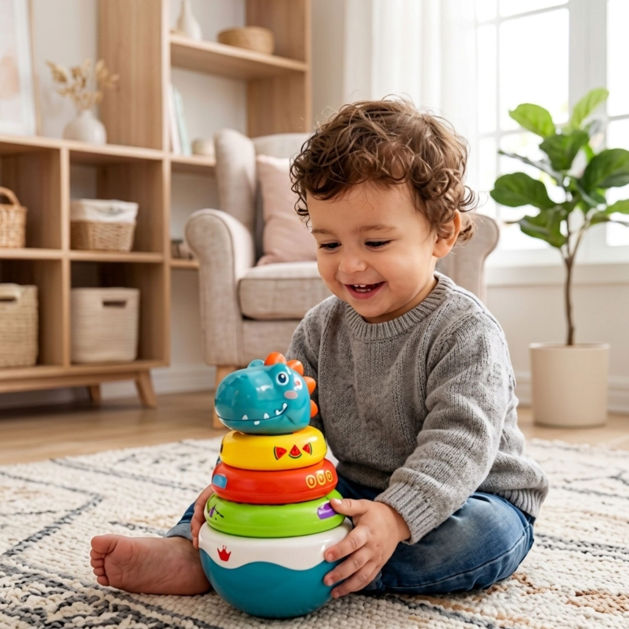 WOOPIE BABY Sensory Toy Dino Pyramid Puzzle for Babies - Slika 2