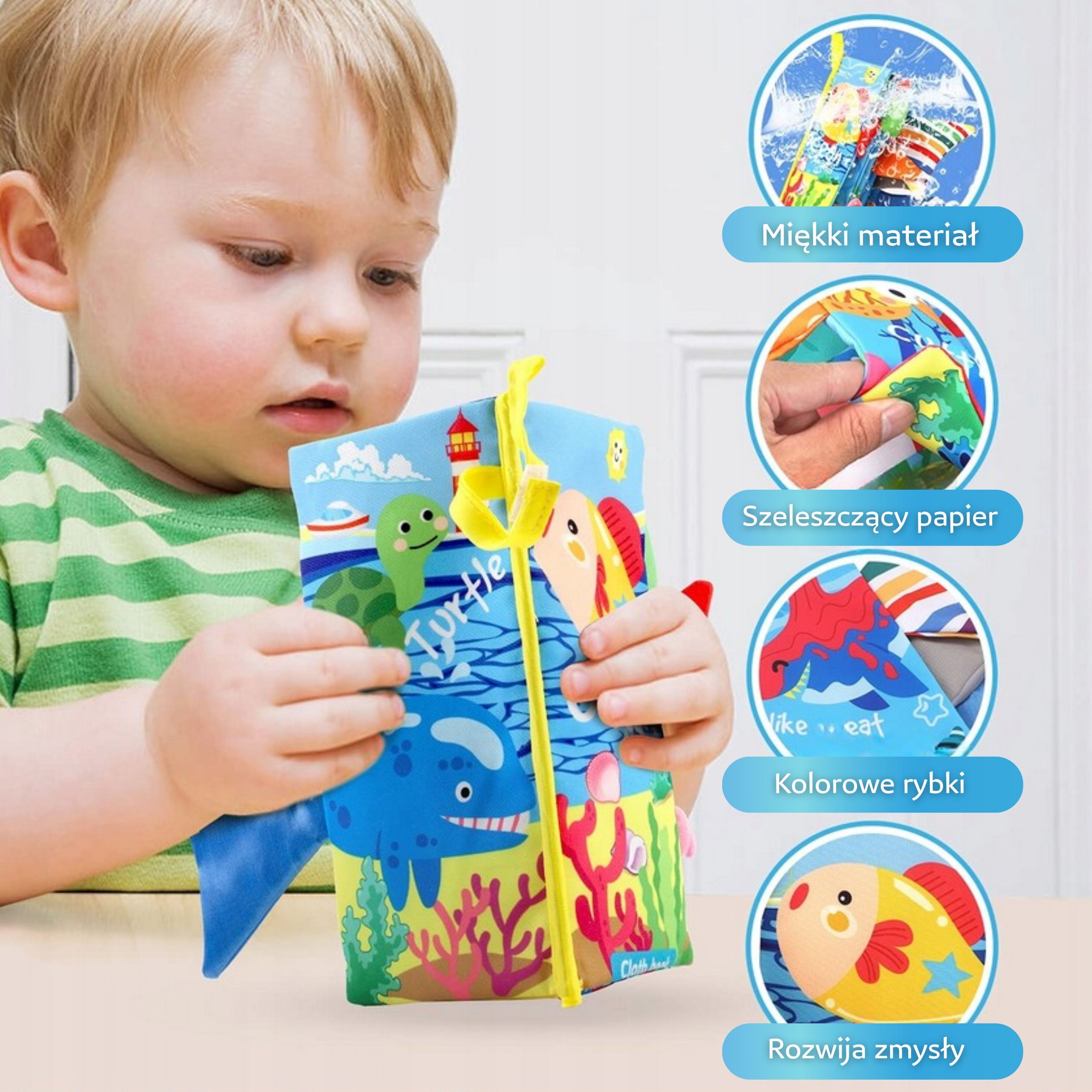 WOOPIE BABY Rustling Fabric Book with Sea Animal Tails - Slika 2