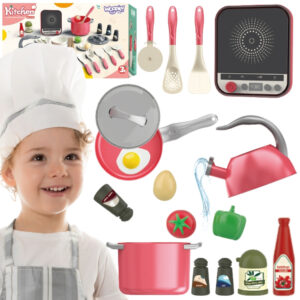 WOOPIE Little Chef’s Set Induction Pots Frying Pan Kettle Pink 30 pcs.