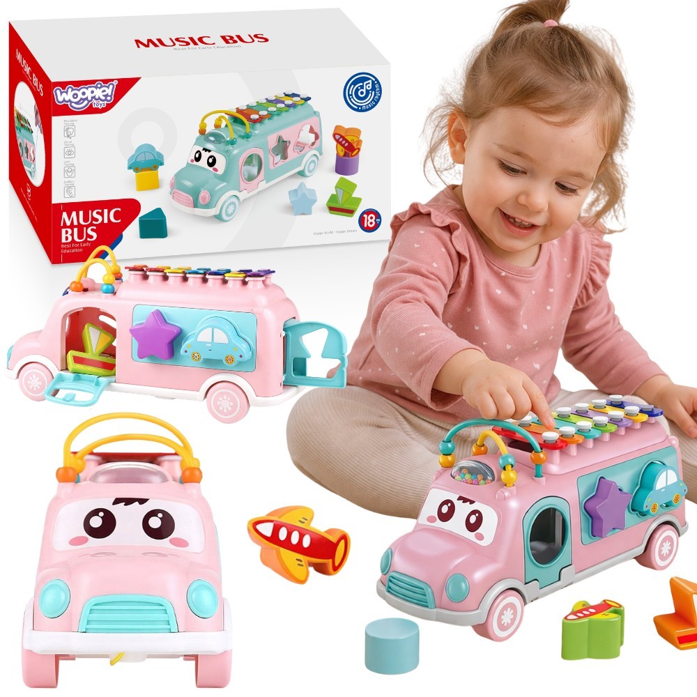 WOOPIE BABY Musical Car Sorter with Cymbals Pink