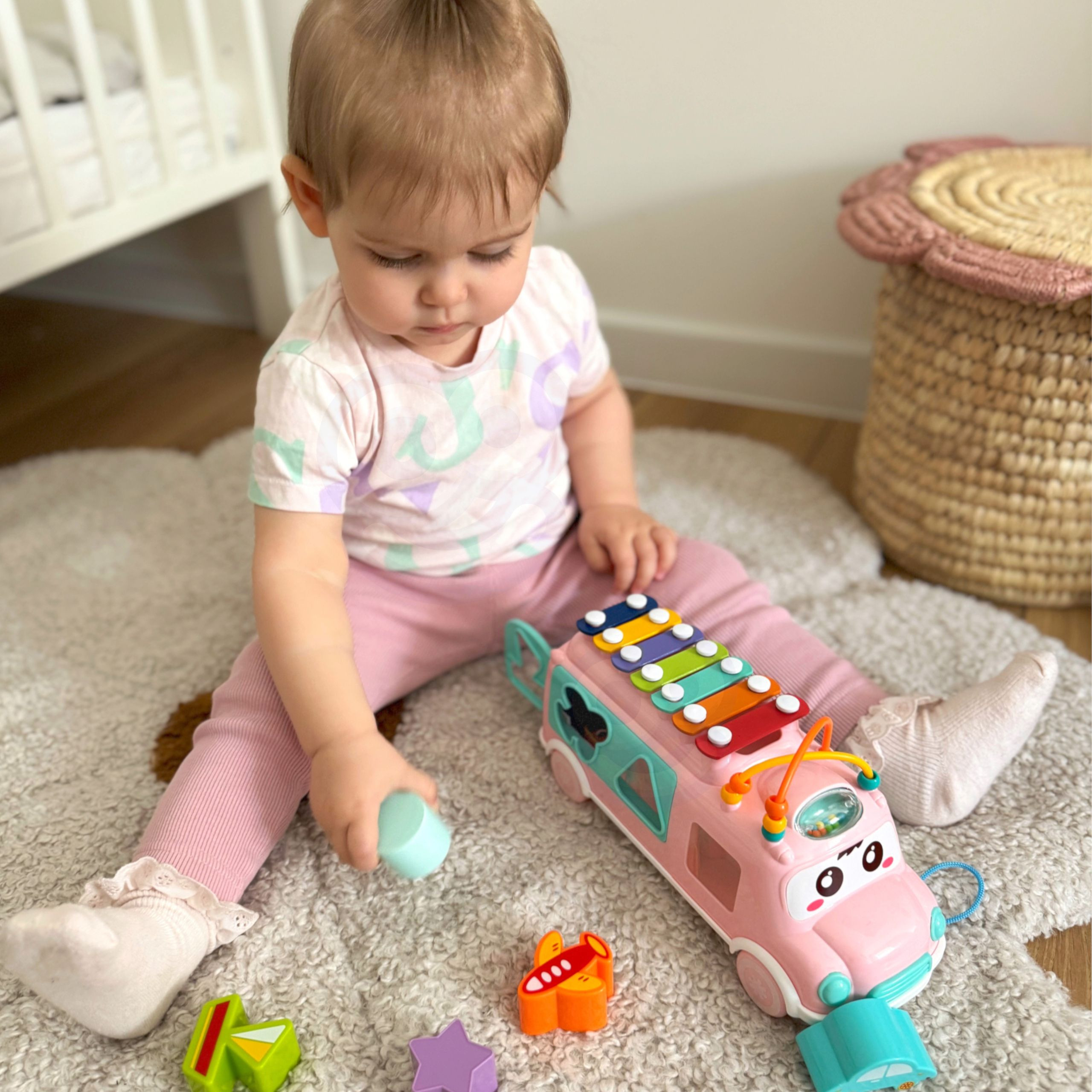 WOOPIE BABY Musical Car Sorter with Cymbals Pink - Slika 2