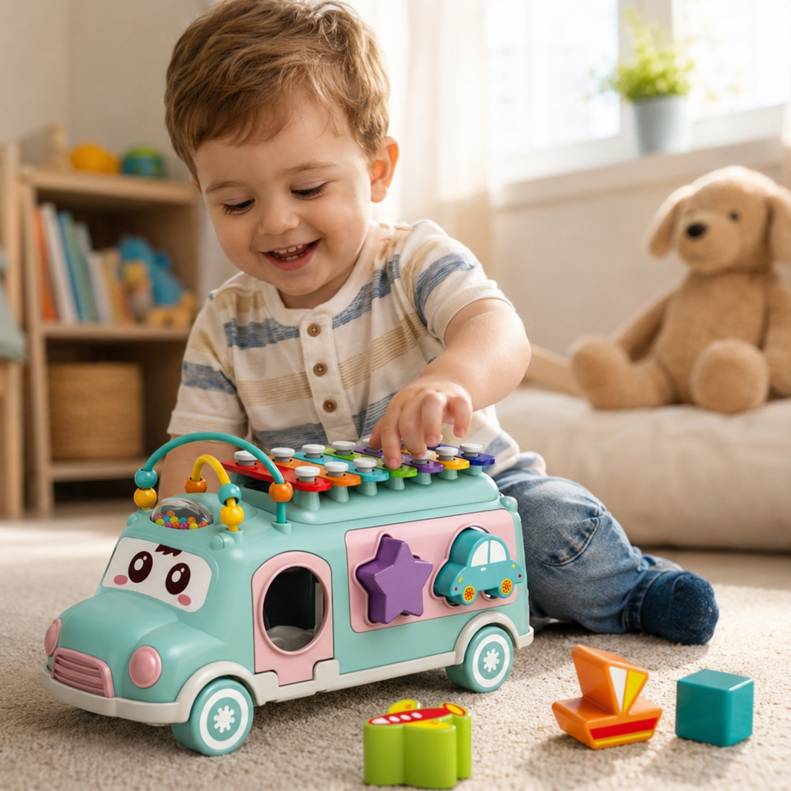 WOOPIE BABY Musical Car Sorter with Cymbals Green - Slika 2
