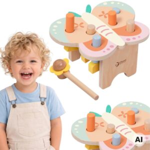 CLASSIC WORLD Montessori Pastel Butterfly Hammer with Hammer 8 pcs.