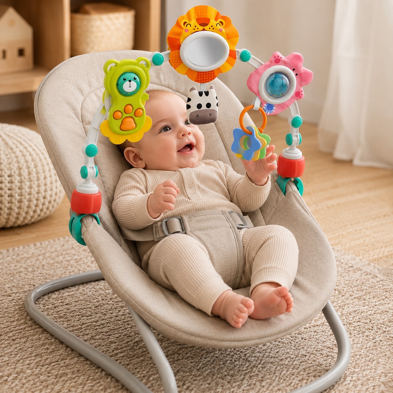 WOOPIE BABY Sensory Arch for Crib and Stroller Animals Lion Bear - Slika 2