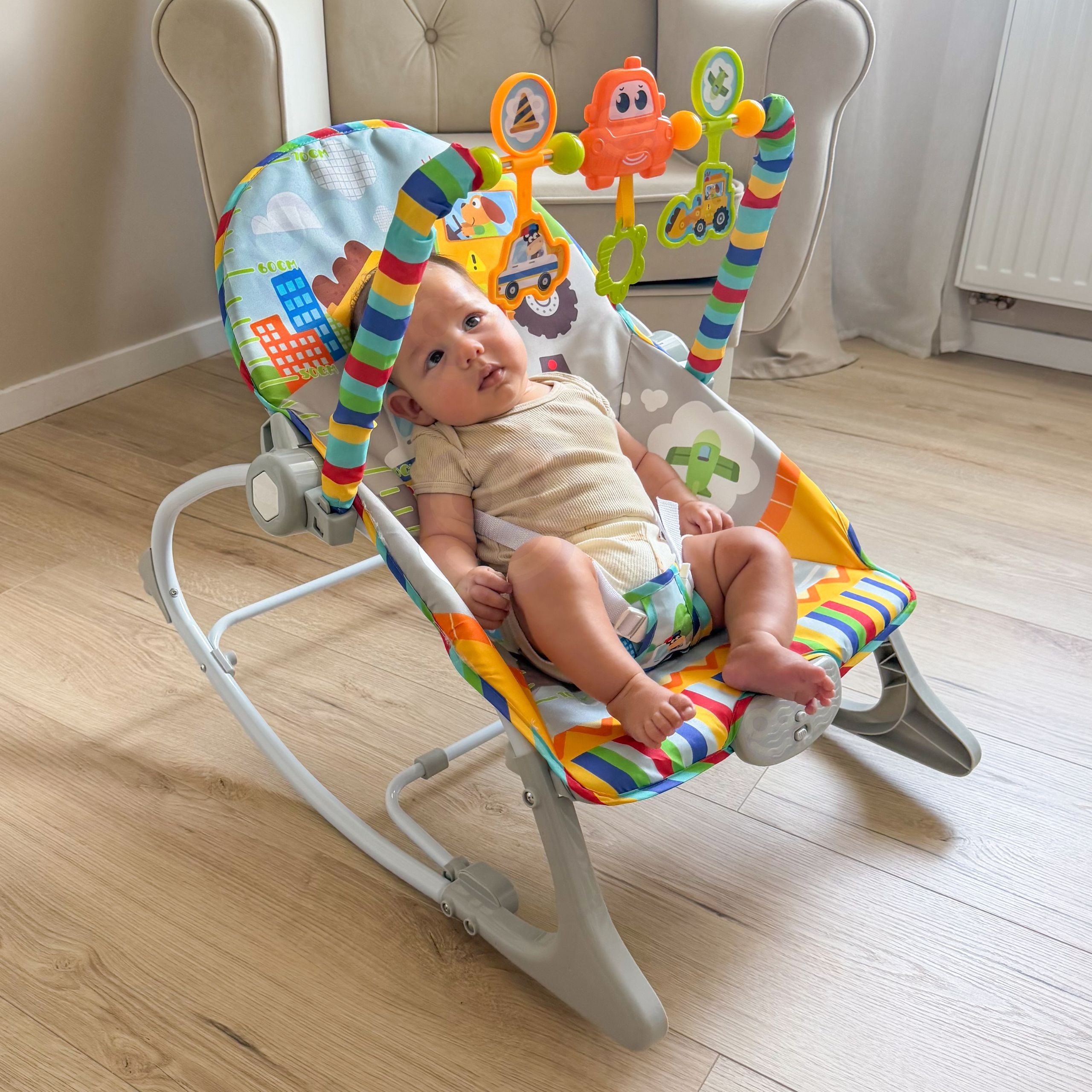 WOOPY BABY Interactive Bouncer with Vibration and Arch, Multicolor - Slika 2
