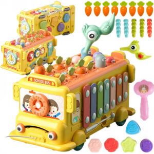 WOOPIE BABY Interactive Montessori Bus Educational 6 in 1 Hammer Cymbals +18 m