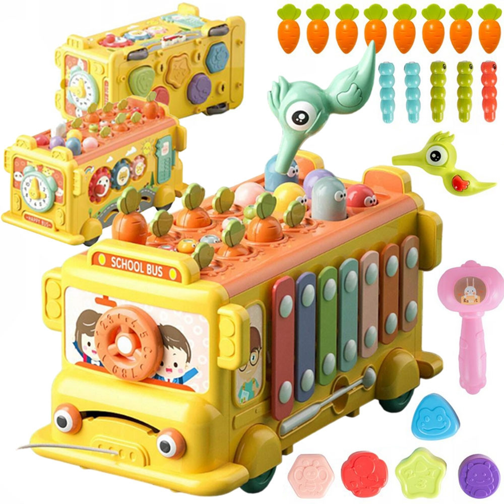 WOOPIE BABY Interactive Montessori Bus Educational 6 in 1 Hammer Cymbals +18 m