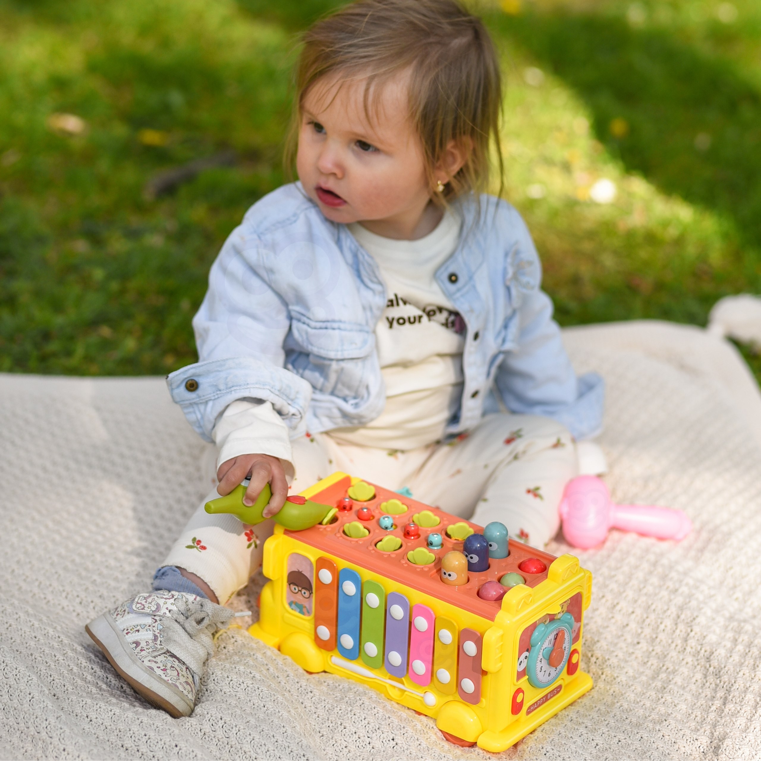 WOOPIE BABY Interactive Montessori Bus Educational 6 in 1 Hammer Cymbals +18 m - Slika 2