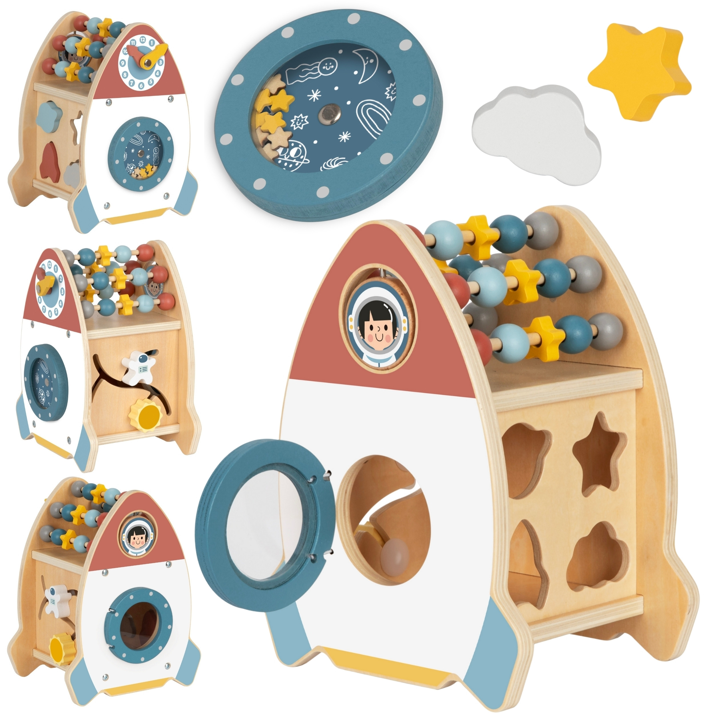 TOOKY TOY Space Rocket Activity Sorter Wooden Maze