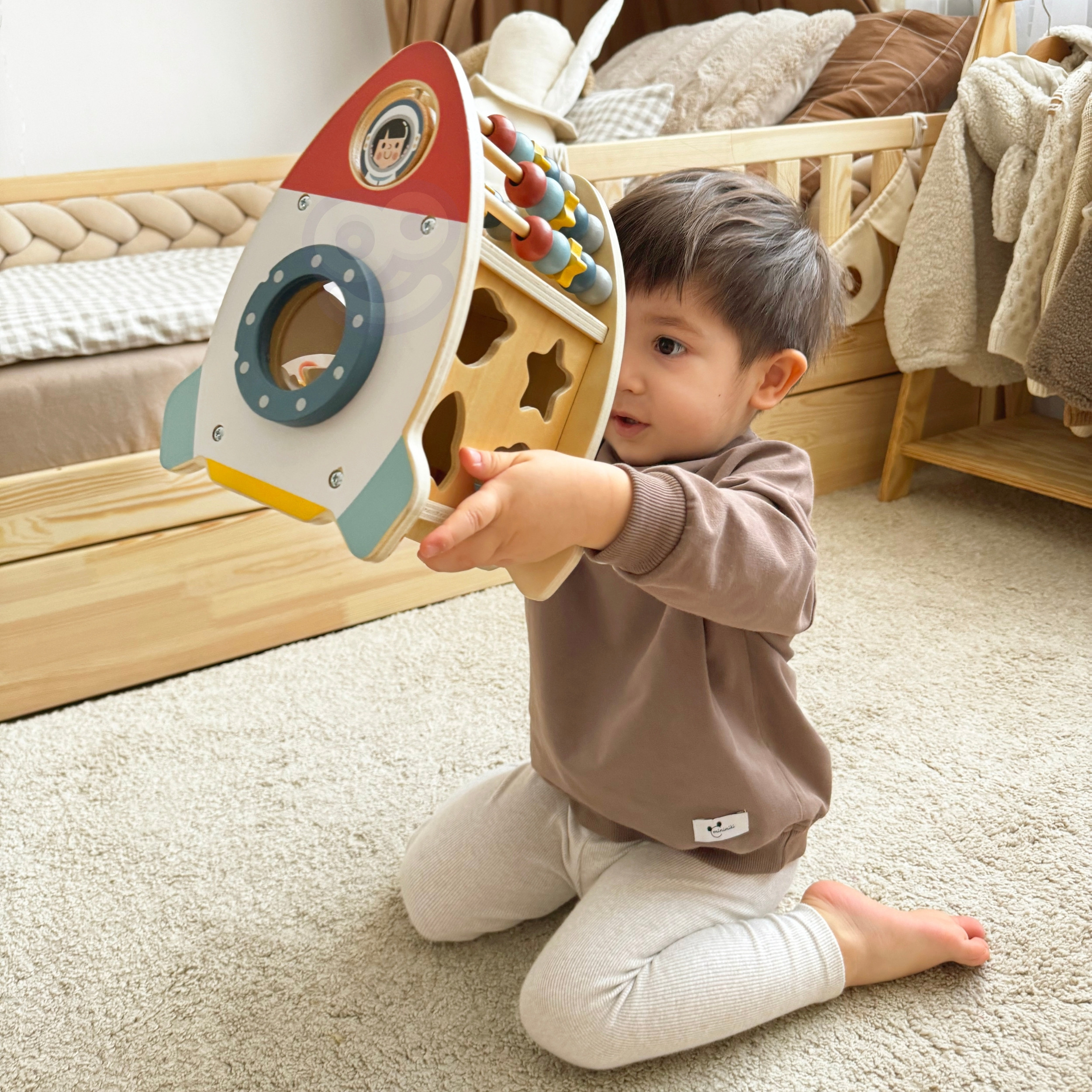 TOOKY TOY Space Rocket Activity Sorter Wooden Maze - Slika 2