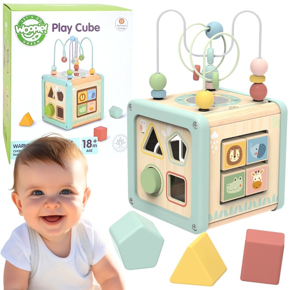 WOOPIE GREEN Wooden Activity Cube Multifunctional Educational Sorter