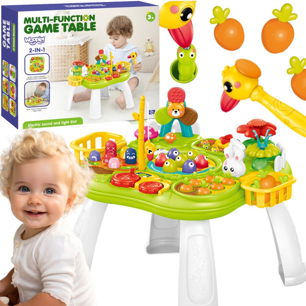 WOOPIE BABY Interactive Educational Table 2 in 1 Game Fishing Hammer Sorter Sound Light