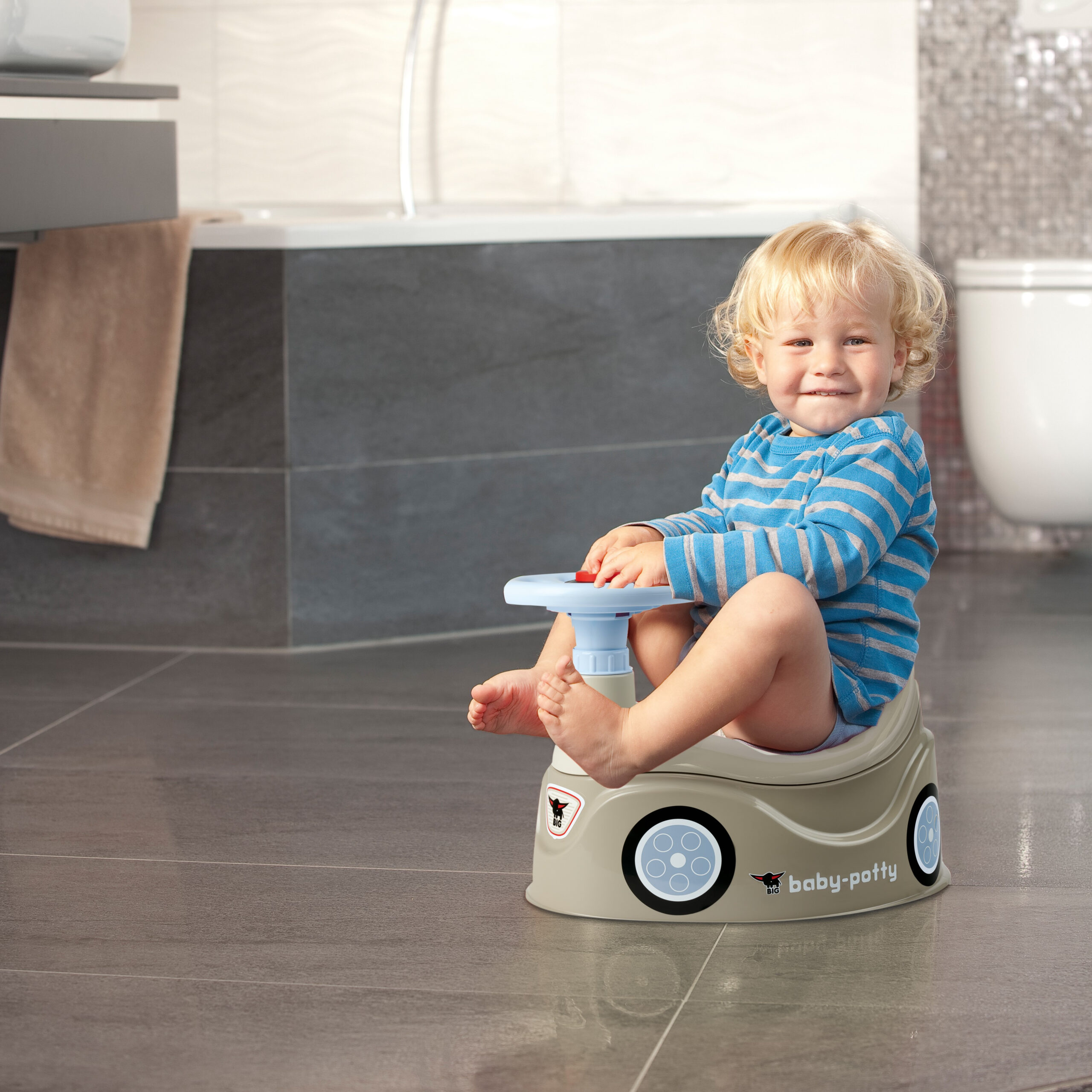BIG Potty Gray New Bobby Car Toy Steering Wheel - Slika 2