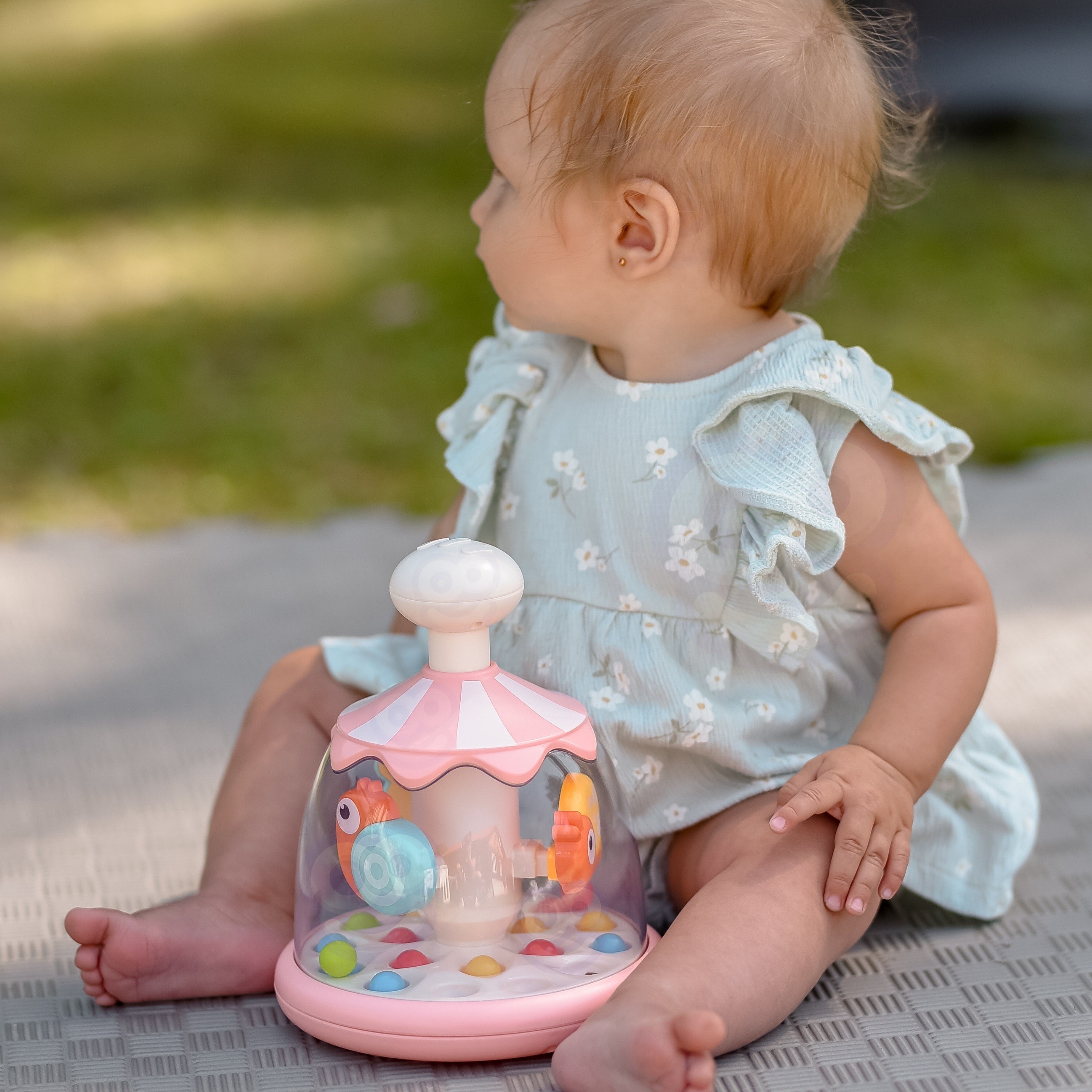 WOOPIE BABY Colorful Animals Pink Spinning Top with Balls Carousel - Slika 2