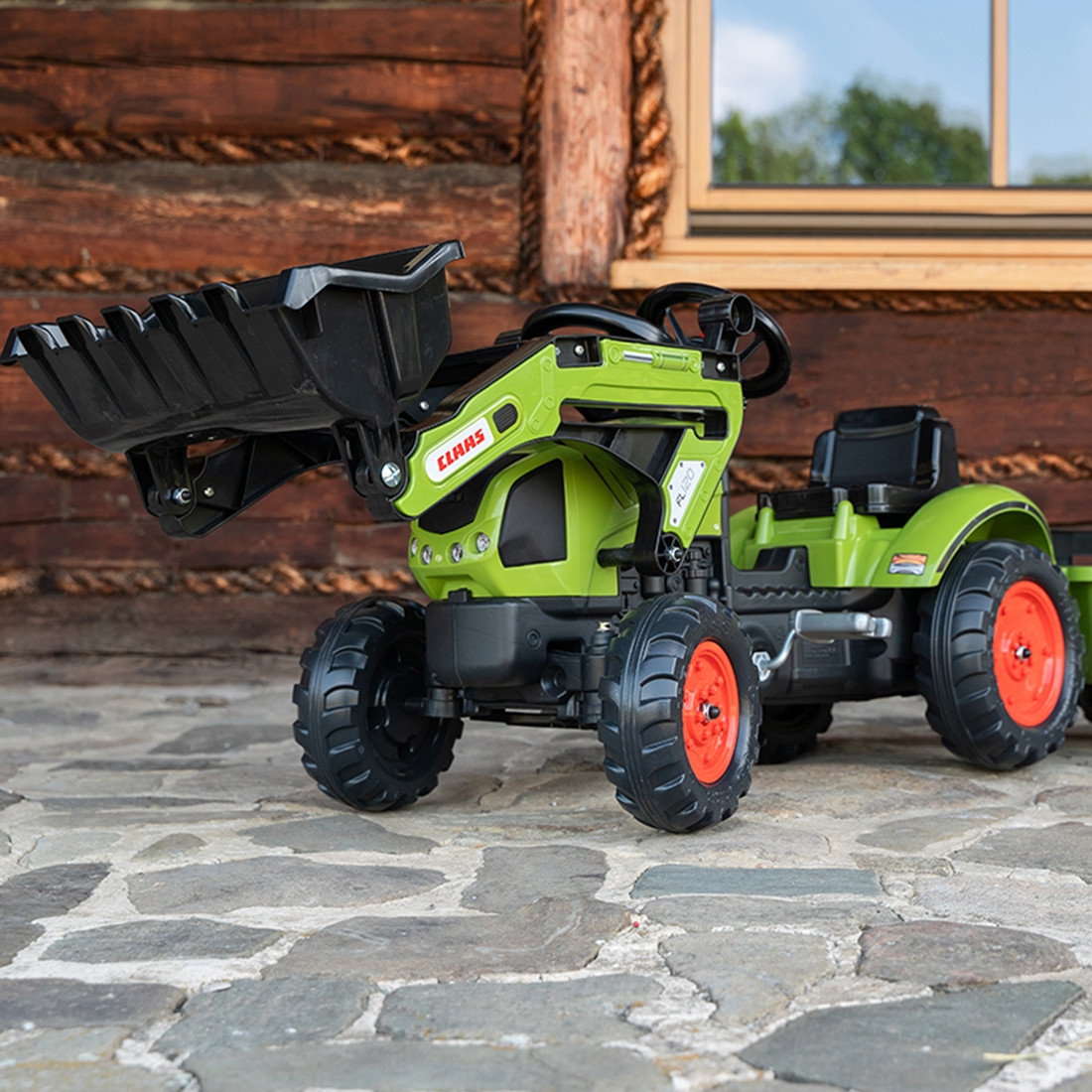Falk Claas Pedal Tractor with Trailer and Bucket Green for Children 2-5 - Slika 2