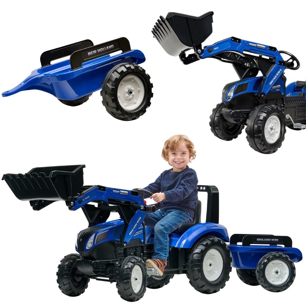 FALK New Holland T8 Pedal Tractor with Bucket and Trailer 3-7 years