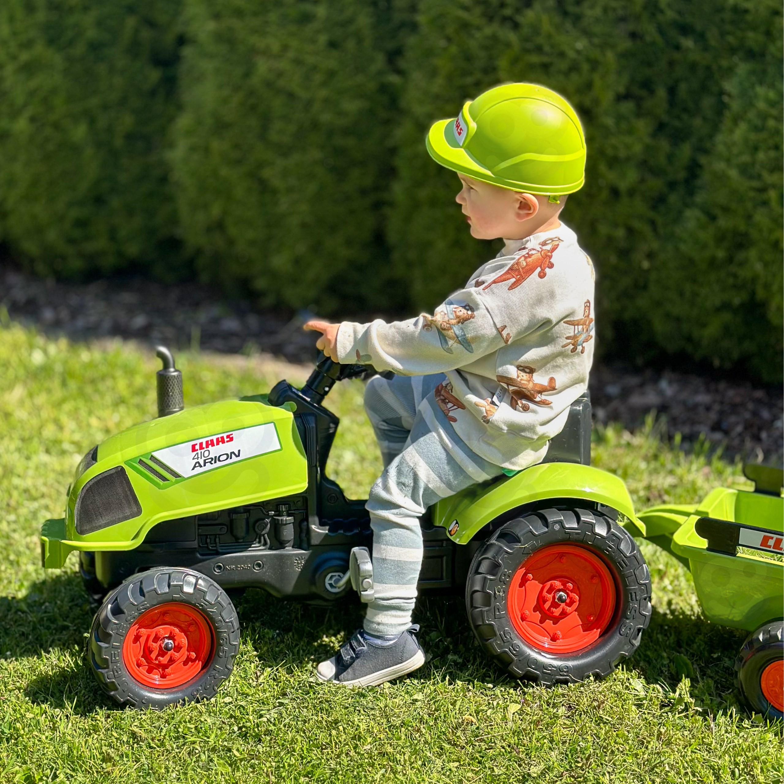 FALK Claas Green Pedal Tractor with Horn and Trailer 2-5 Years - Slika 2