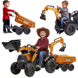 FALK Traktor s prikolicom Case IH, narančasti, s utovarnom žlicom, 3–7 godina