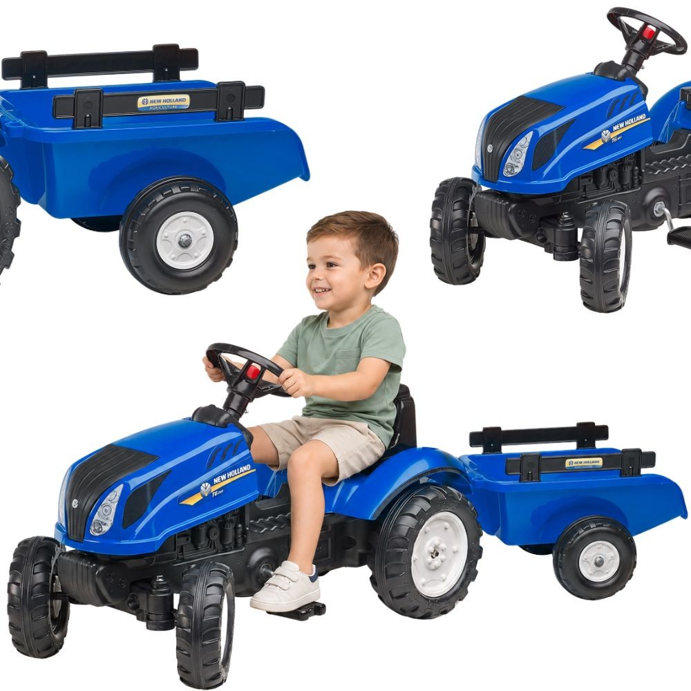FALK New Holland Pedal Tractor with Trailer and Opening Bonnet 2-5 years