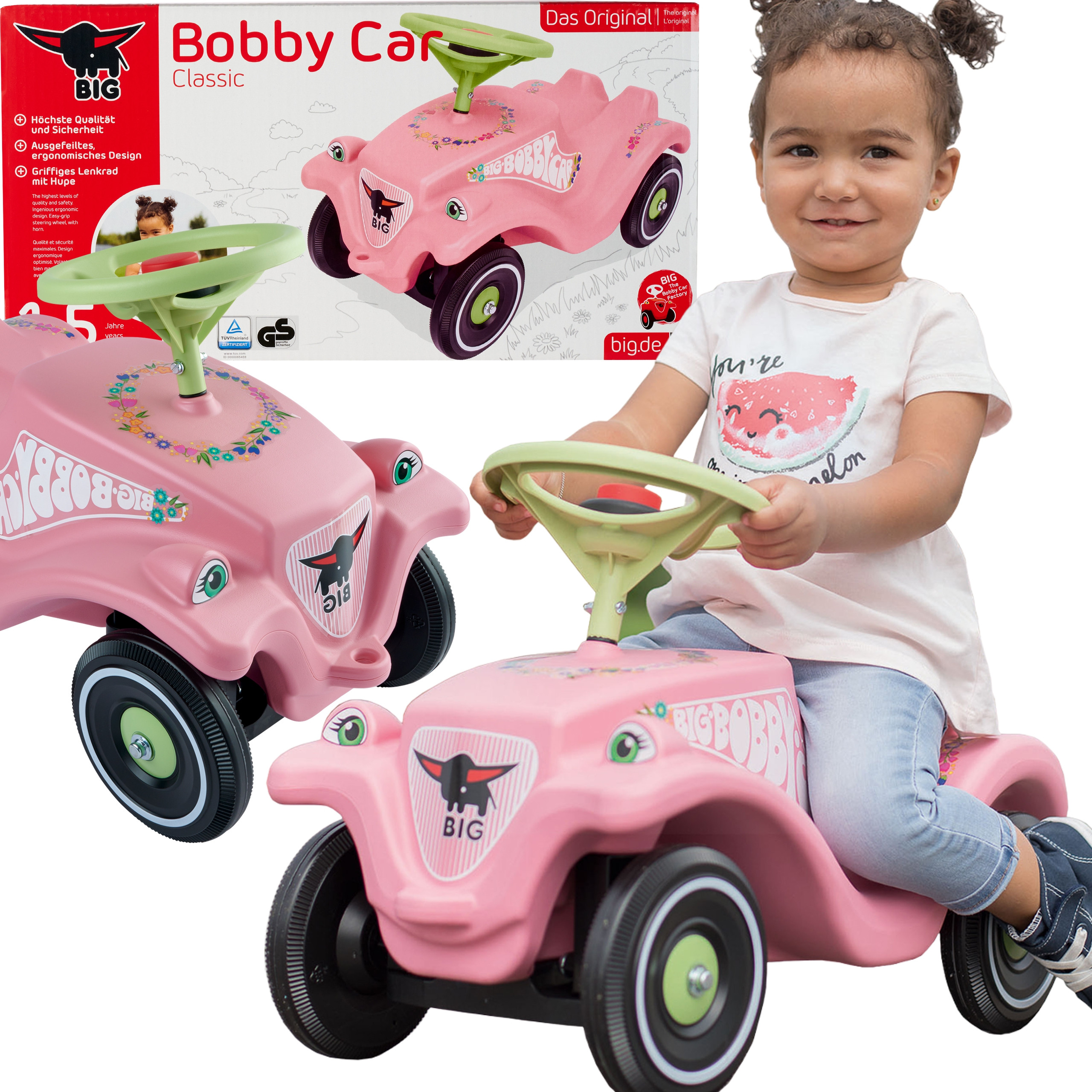 BIG Bobby Car Classic Flower Pink Ride-On