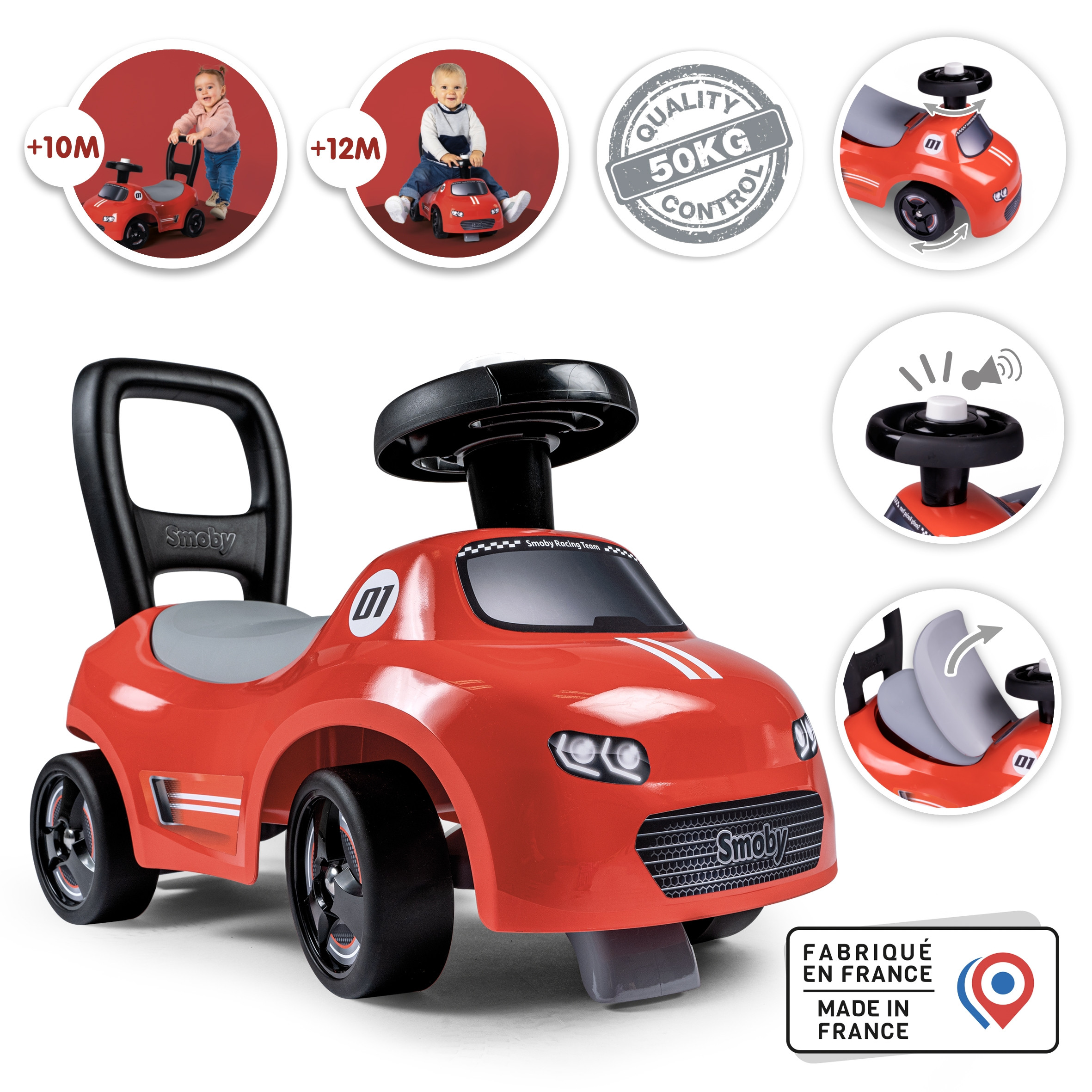 Smoby Red Ride-On with Horn - Slika 2
