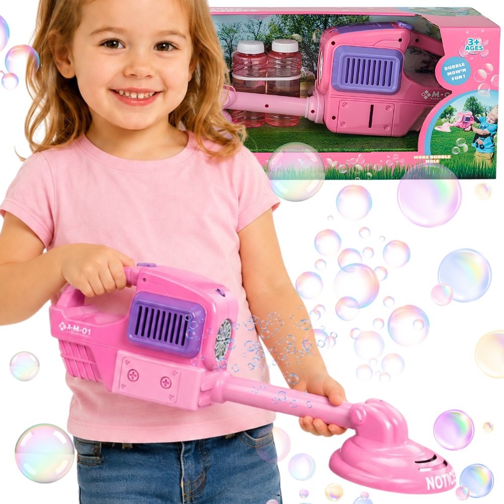 WOOPIE Hand Lawn Mower Bubble Machine Pink