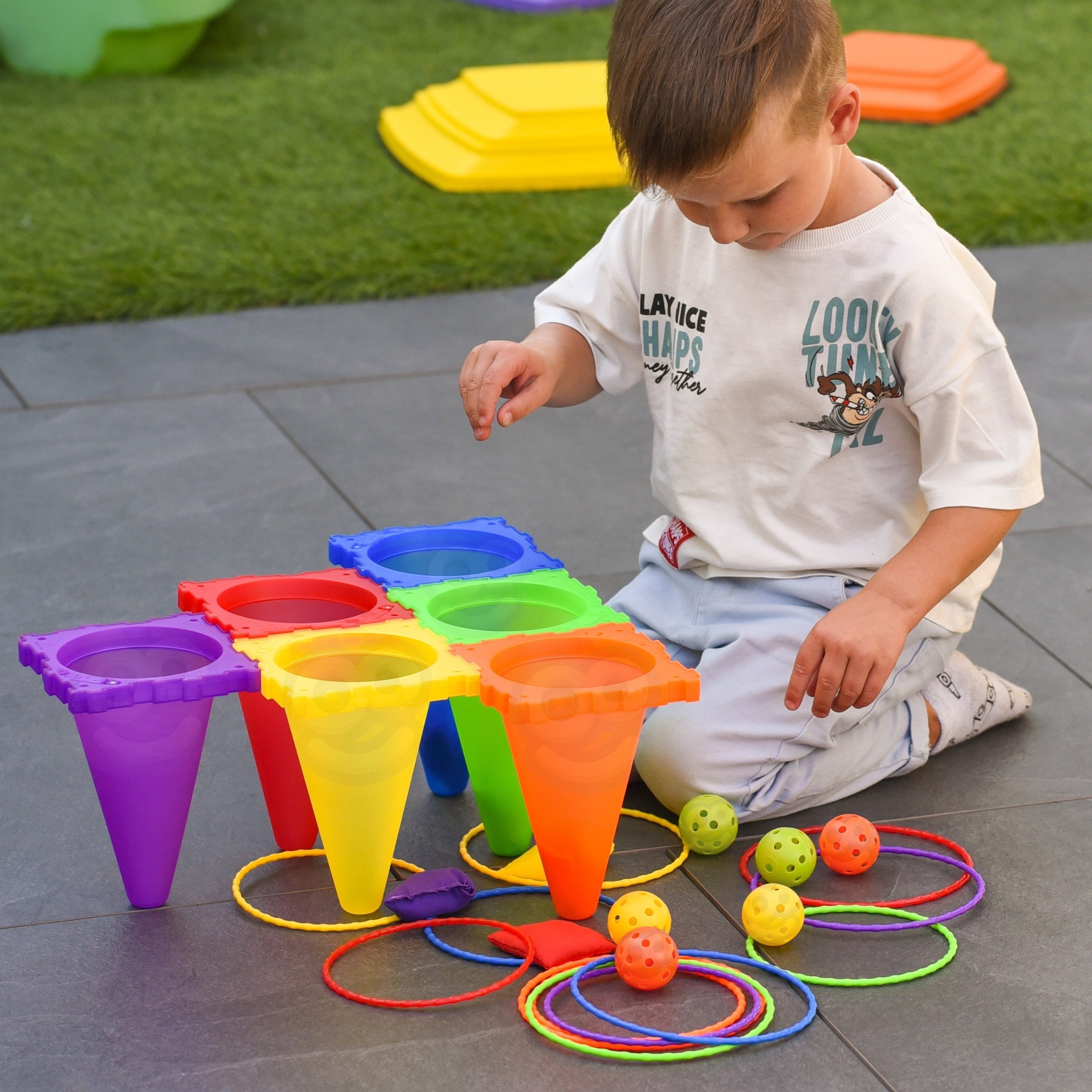 WOOPIE Garden Game Set 3 in 1 Throw at the Target Cones Hoops Bags 30 pcs. - Slika 2