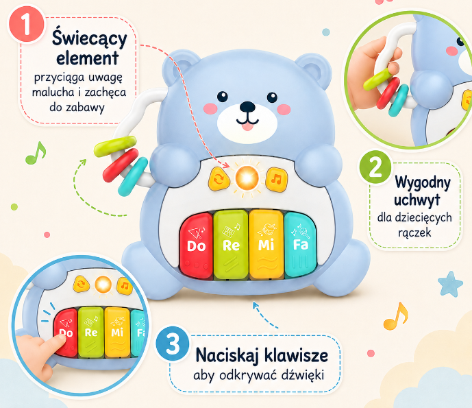 WOOPIE BABY Interactive Piano Musical Teddy Bear 1 piece - Slika 3