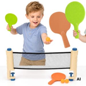 WOOPIE Table Tennis Set with Net 6 Pieces Ping Pong