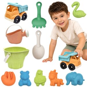WOOPIE Sand Bucket Set with Car 11 pcs. BIODEGRADABLE ORGANIC MATERIAL