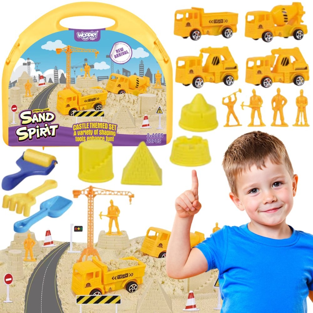 WOOPIE Kinetic Sand Construction Site Suitcase Crane Cars